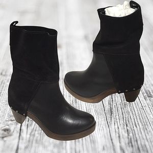 Anthropologie Kelsi Dagger Black Suede Clog Boots Size 8